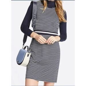 Draper James Striped Ponte Sheath Dress Nautical Navy Blue & White Womens M NWT